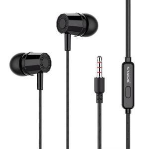 Kratos E02 Black Wired Earphones with 3.5mm Jack in-line Mic Control for Clear Calling & Music, Multi-Functional Controller,Sweat Resistant