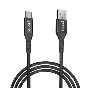 Geonix eForce C03 3A Type-C Fast Charging Cable, 1.2m Braided USB-C Data & Charging for Android Smartphones, Tablets, Laptops – Quick Charge & High-Speed Sync (Black)